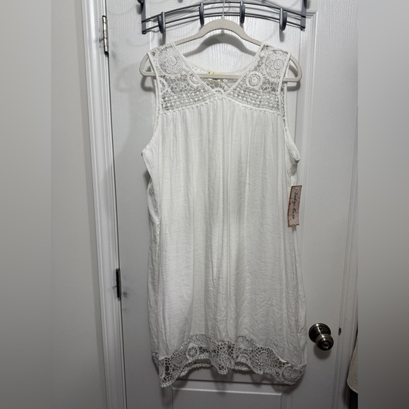 Indigo Rose Women's XL Beach Dress white Crochet Lace Top Coverup Lined Cottage - Picture 1 of 16